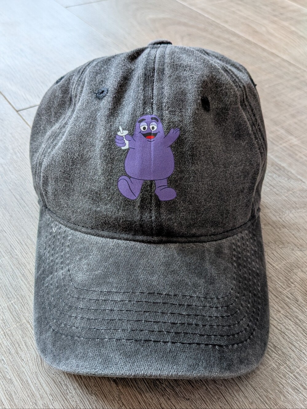 McDonald's Grimace Milkshake Graphic Dad Hat Washed Charcoal Grey One Size